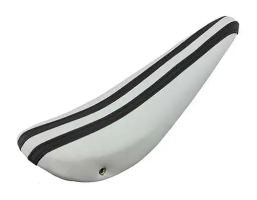 20" Banana Saddle Vinyl White/Black Stripe. 1