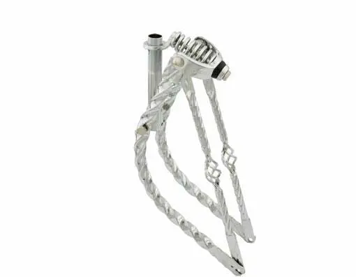 20" Bent Cage Square Twisted Spring Fork 1" Chrome. 1
