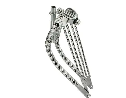 20" Bent Double Square Twisted Spring Fork 1" Chrome 1