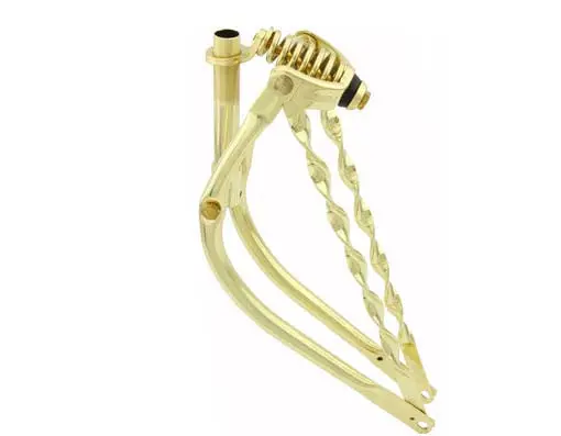 20" Bent Spring Fork 1" W/Twisted Bars Gold. 1