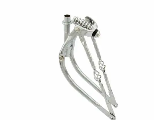 20" Bent Spring Fork 1" W/Twisted Cage Bars Chrome. 1