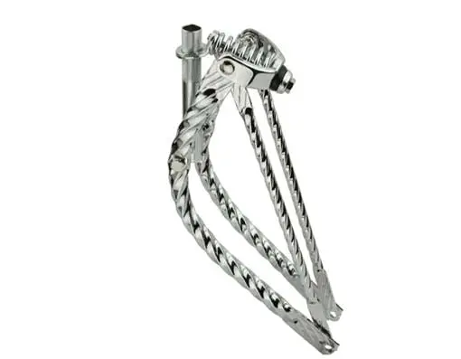 20" Bent Square Twisted Spring Fork 1" Chrome. 1