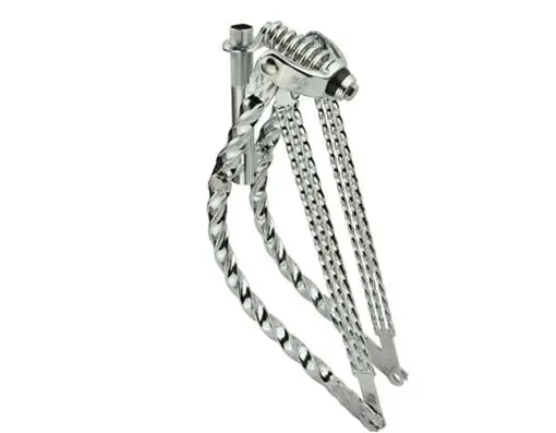 20" Bent Triple Square Twisted Spring Fork 1" Chrome. 1