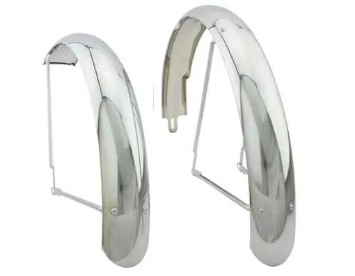 26" Classic Adjustable Balloon Fender Set Chrome. 1