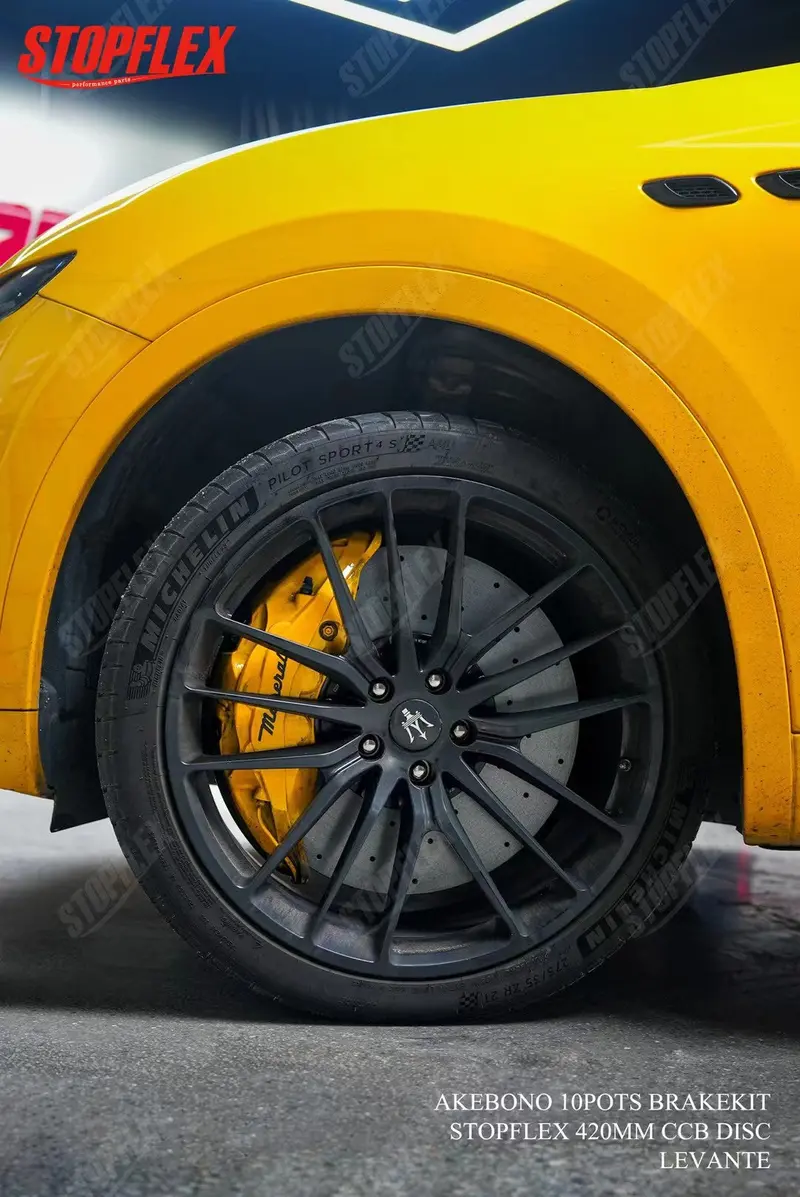 Akebono 10 Pot X Stopflex Carbon Ceramic Disc Front Brake Kit For Maserati Levante 4