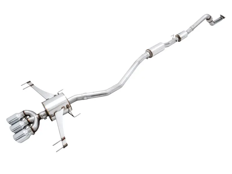 Awe Tuning 2017+ Honda Civic Type R Touring Edition Exhaust W/Front & Mid Pipes - Chrome Silver Tips 1