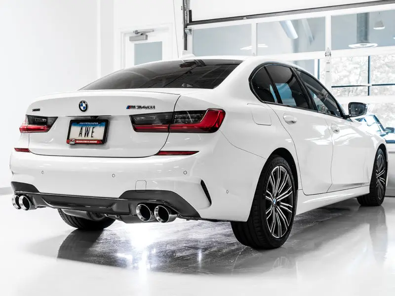 Awe Tuning 2019+ Bmw M340i (G20) Track Edition Exhaust - Quad Chrome Silver Tips 2