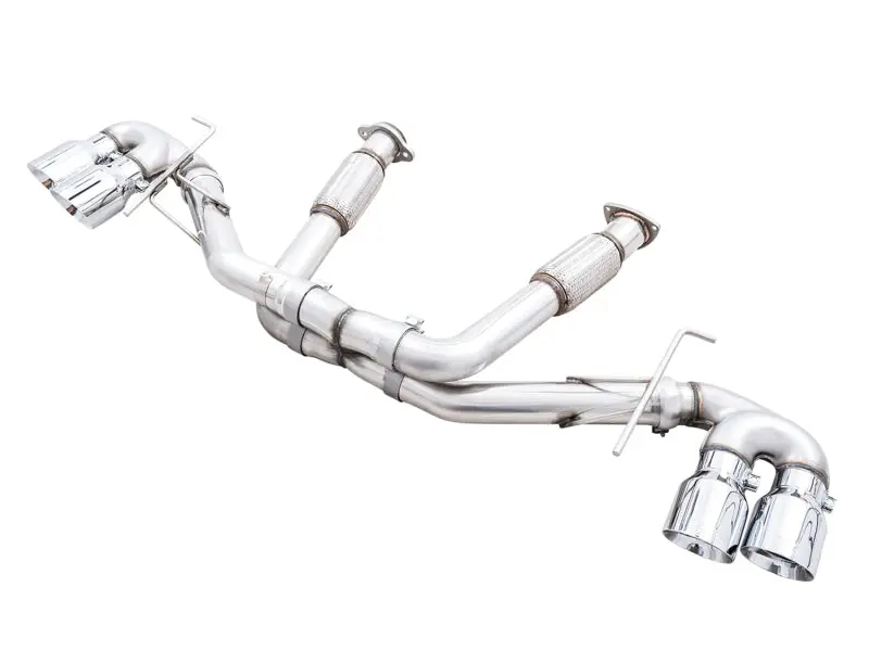 Awe Tuning 2020 Chevrolet Corvette (C8) Track Edition Exhaust - Quad Chrome Silver Tips 1