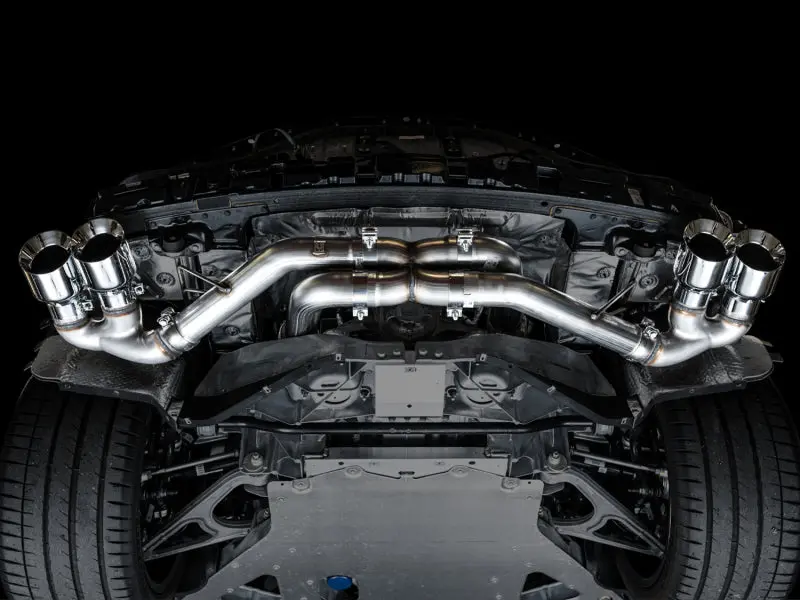 Awe Tuning 2020 Chevrolet Corvette (C8) Track Edition Exhaust - Quad Chrome Silver Tips 2