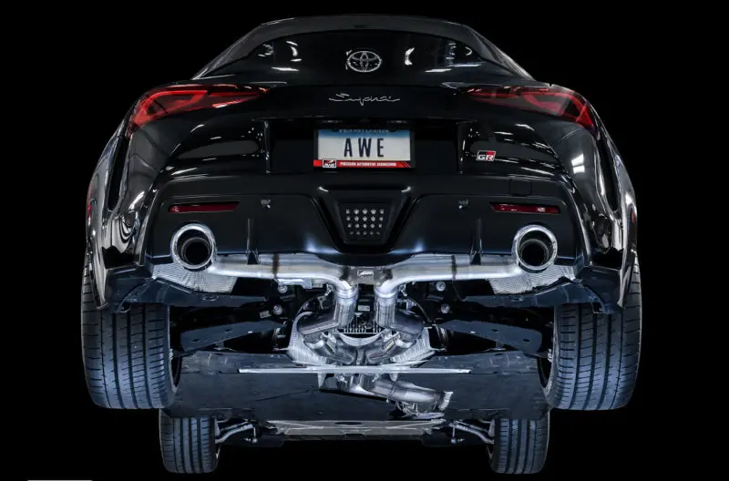 Awe Tuning 2020 Toyota Supra A90 Track Edition Exhaust - 5In Chrome Silver Tips 2