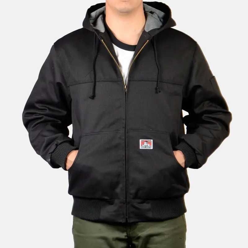 Ben Davis Black Hooded Jacket-Zip-Up 1