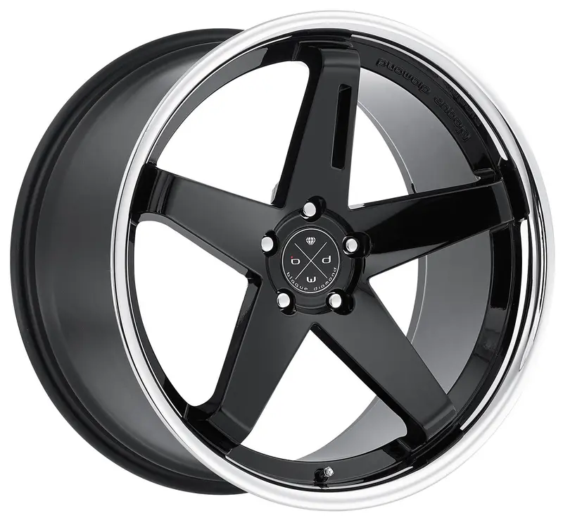 Blaque Diamond Bd-21 Gloss Black Center W/ Chrome Stainless Steel Lip 1