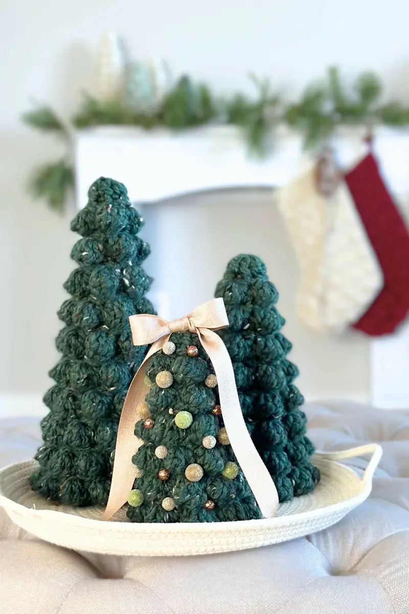 Bobble Christmas Trees - Set Of 3 (Crochet) 1