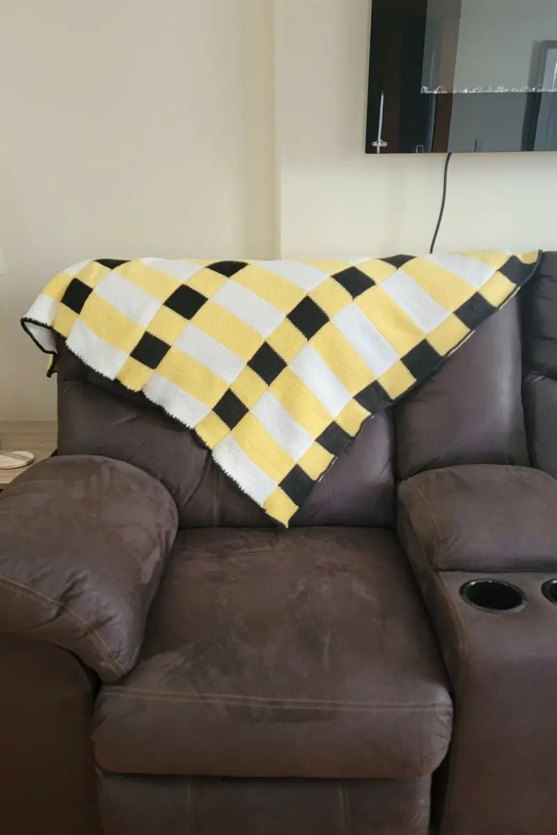 Bold & Beautiful: A Revamped Gingham Knit Blanket (Circular Knitting Machine) 1