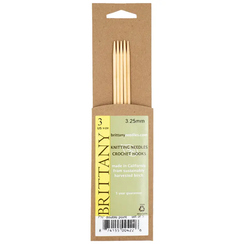 Brittany Birchwood Double Pointed Knitting Needles 7.5" (Sizes 3 To 17) 1