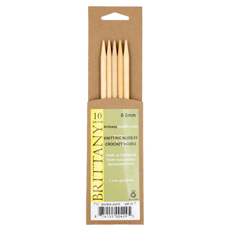 Brittany Birchwood Double Pointed Knitting Needles 7.5" (Sizes 3 To 17) 8