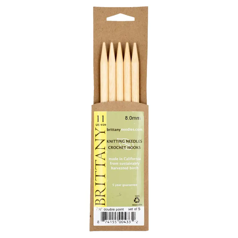 Brittany Birchwood Double Pointed Knitting Needles 7.5" (Sizes 3 To 17) 9