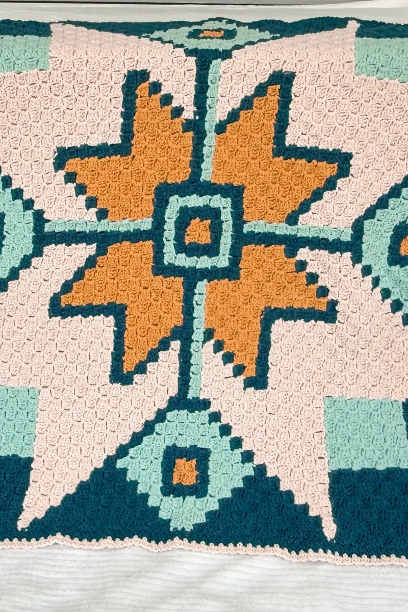 C2c Sawtooth Star Baby Blanket (Crochet) 1