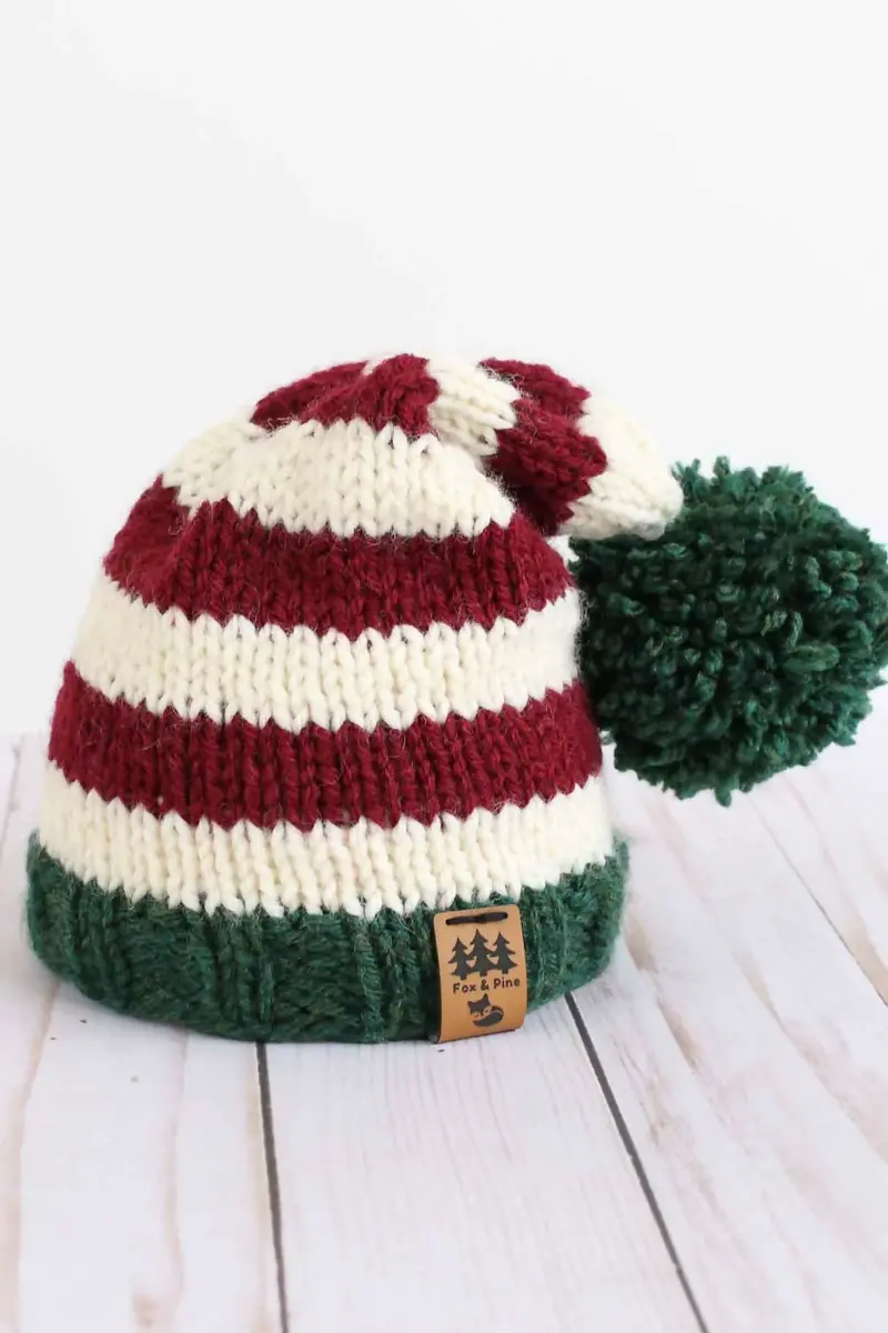 Classic Elf Stocking Cap Christmas Hat (Knit) 1