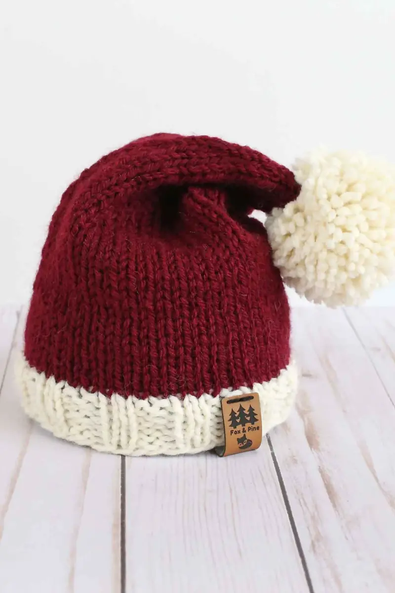 Classic Santa Stocking Cap Christmas Hat (Knit) 1