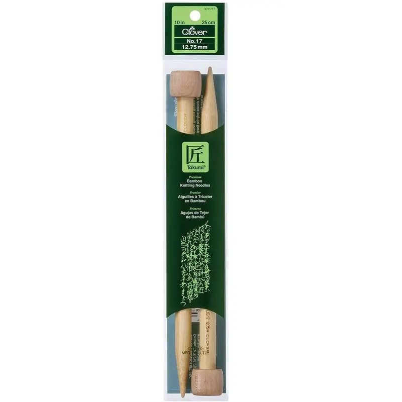 Clover Bamboo Knitting Needles 10" (Sizes 17 & 19) 1