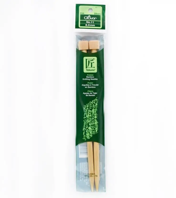 Clover Bamboo Knitting Needles 9" (Sizes 3 To 15) 10