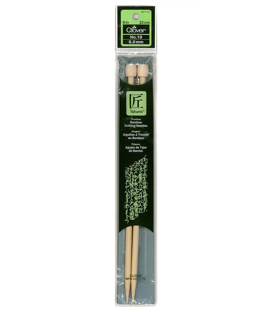 Clover Bamboo Knitting Needles 9" (Sizes 3 To 15) 12