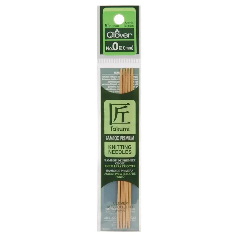 Clover Bamboo Needles Double Pointed 5" (Sizes 0 To 10.5) 1