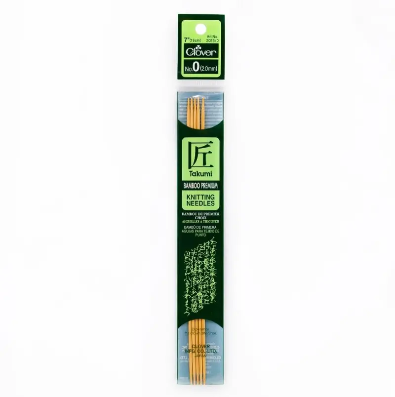 Clover Bamboo Needles Double Pointed 7" (Sizes 0 To 15) 1