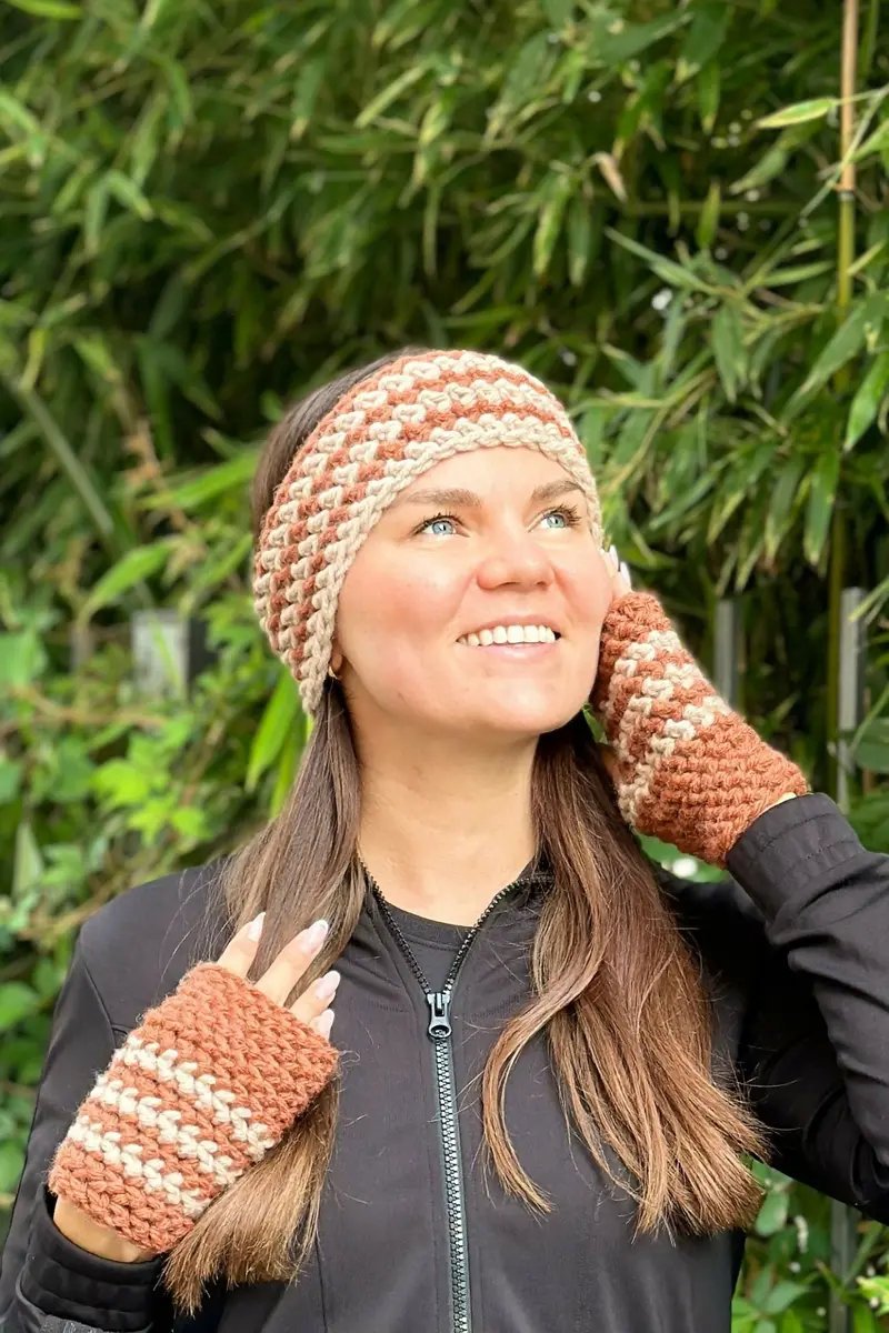 Cozy Ear Warmer & Gloves (Crochet) 1