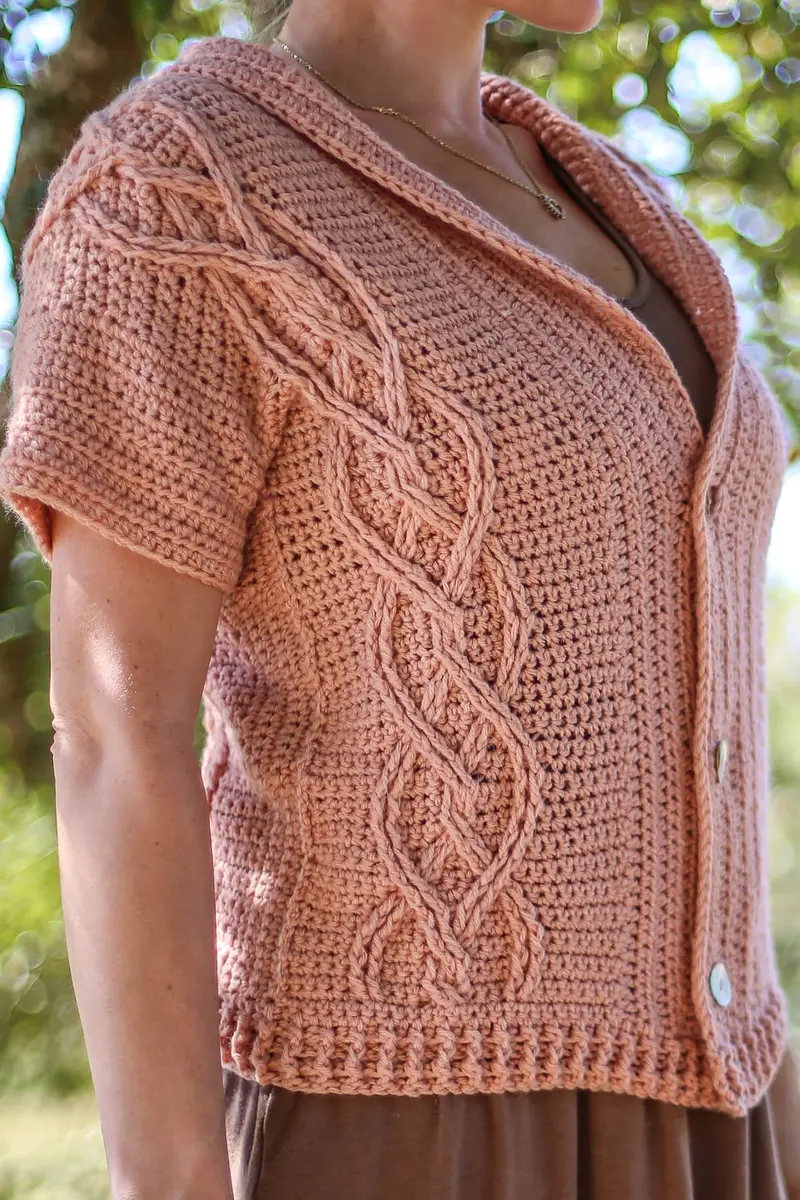 Crochet Kit - Cabled Bowler Cardigan 1