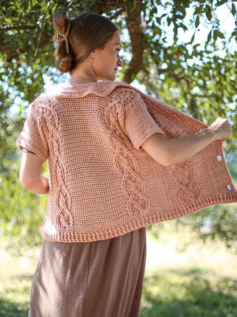 Crochet Kit - Cabled Bowler Cardigan 2