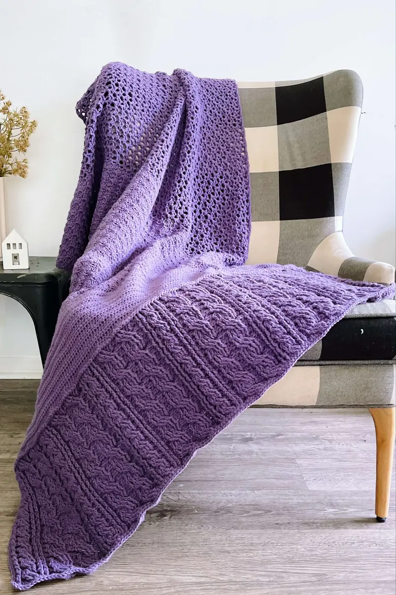 Crochet Kit - Cables And Corners Throw 1