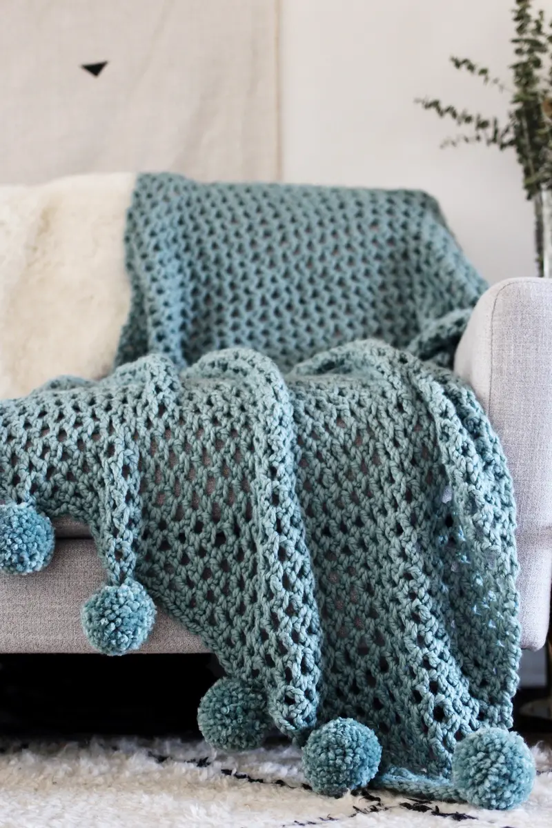 Crochet Kit - Celestial Poms Throw 1