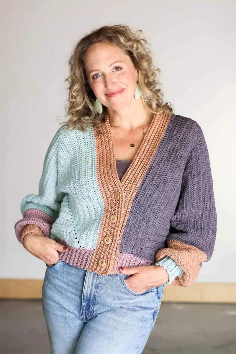 Crochet Kit - Color Block Cardi 1