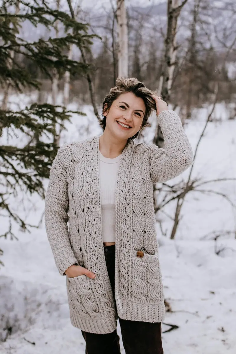 Crochet Kit - Cozy Cabled Crochet Cardigan 1