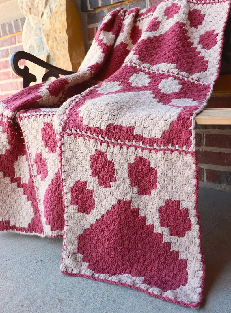 Crochet Kit - Cute Paw Print C2c Blanket 2