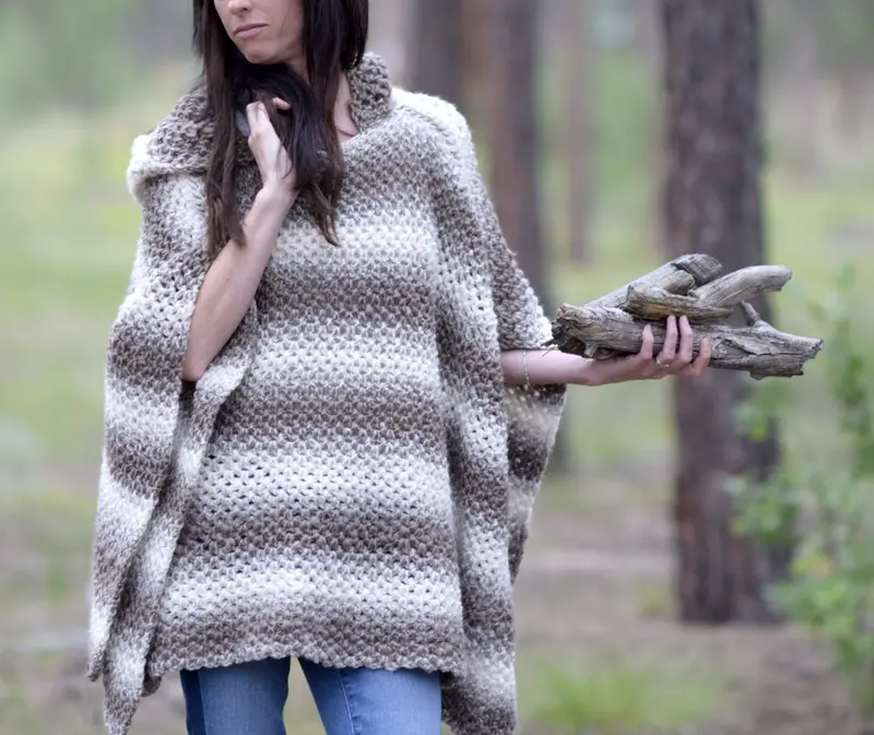 Crochet Kit - Driftwood Over-Sized Hooded Poncho 2