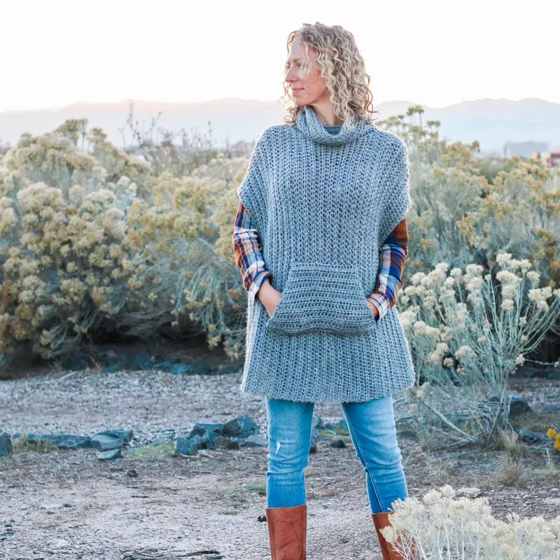 Crochet Kit - Greyscale Poncho 2