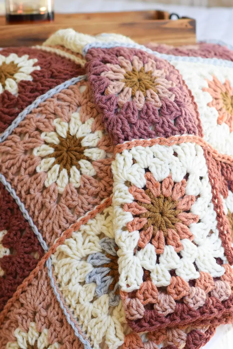 Crochet Kit - Harvest Flower Throw 1