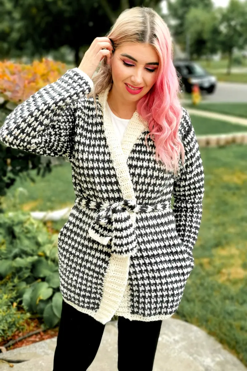 Crochet Kit - Houndstooth Comfy Cardigan 1