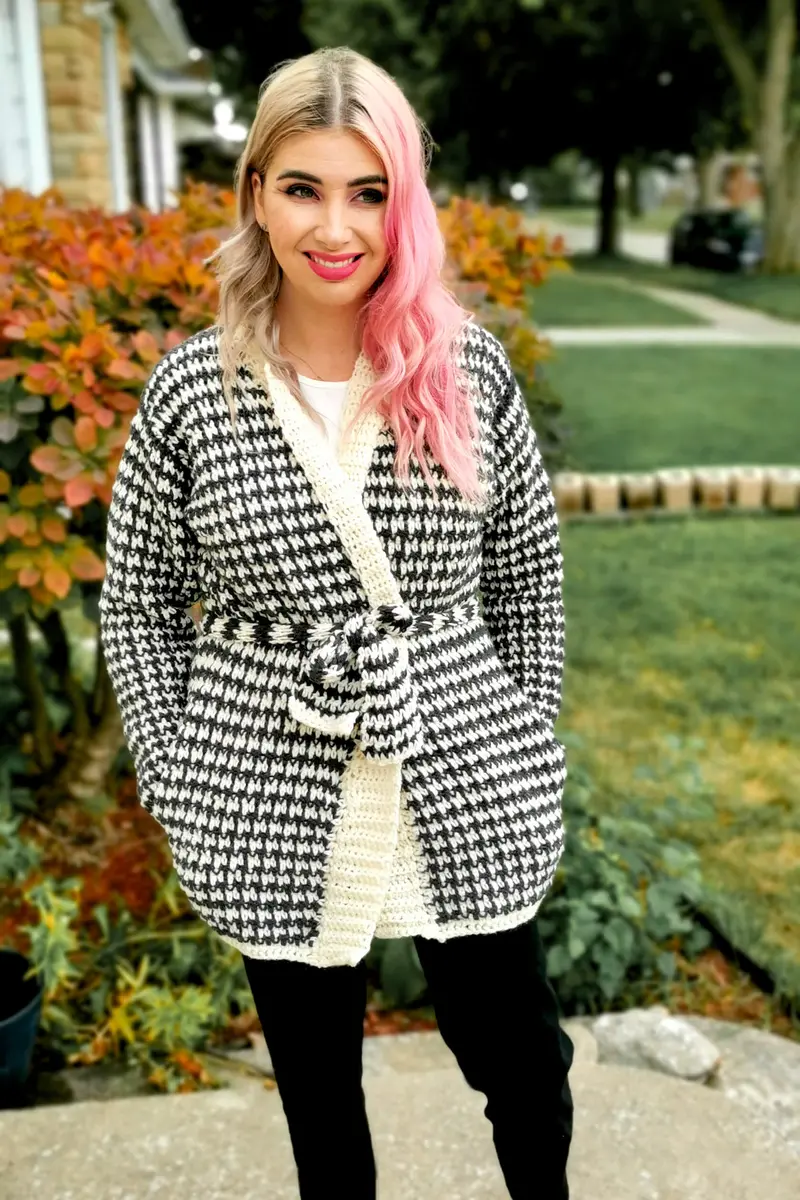 Crochet Kit - Houndstooth Comfy Cardigan 2