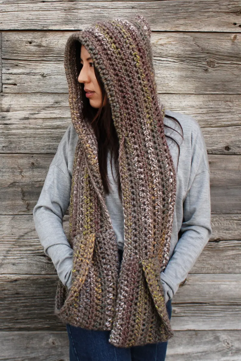 Crochet Kit - Kodiak Hooded Pocket Scarf 1