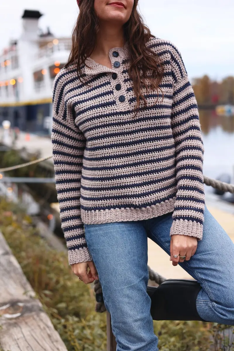 Crochet Kit - Mariniere Striped Henley 1