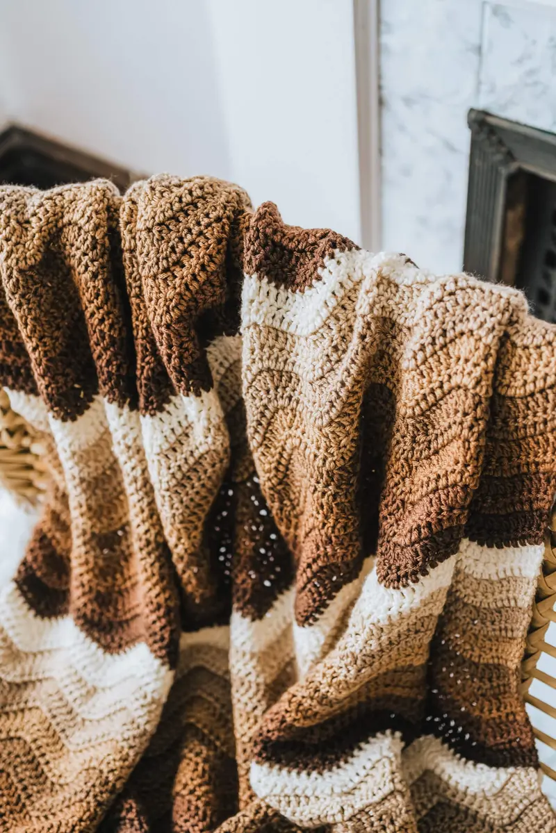 Crochet Kit - Mocha Ripple Afghan 1