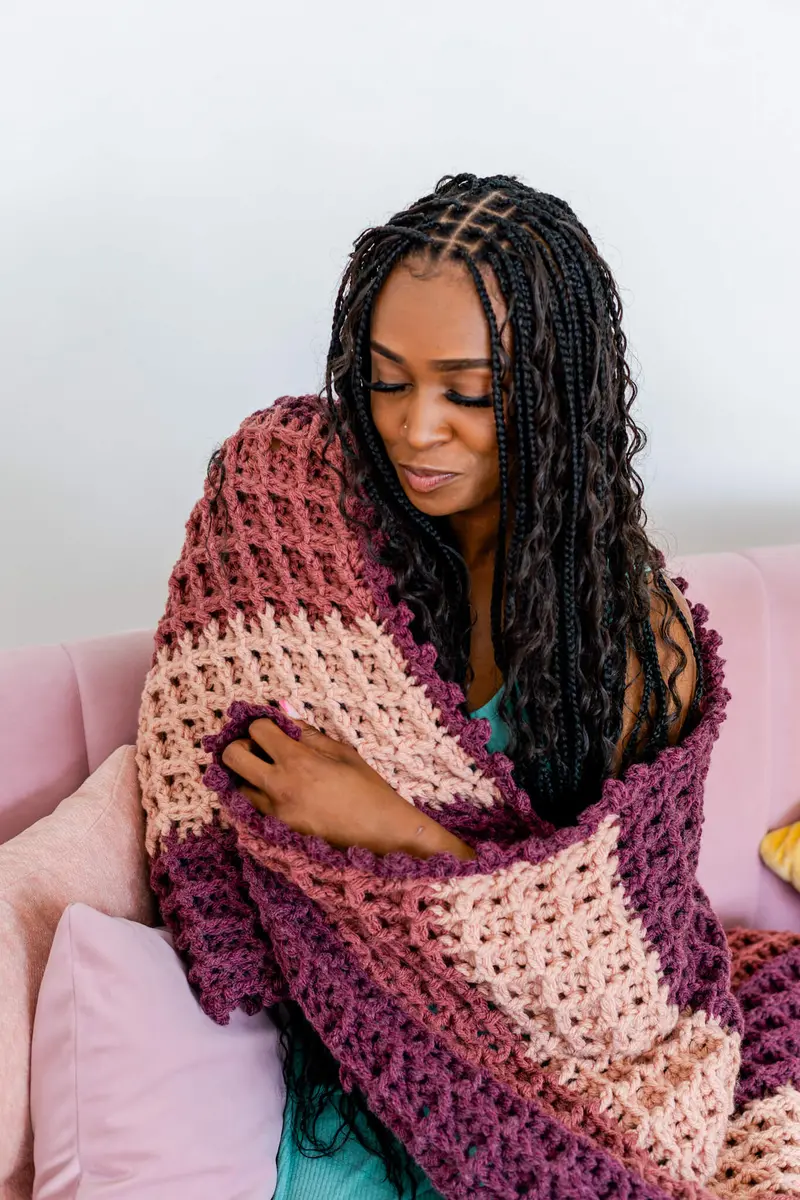 Crochet Kit - Molly Waffle Blanket 1