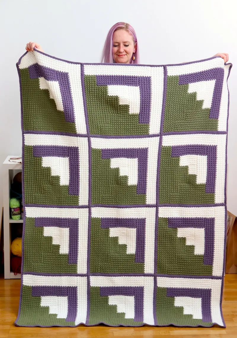 Crochet Kit - Mountain Log Cabin Blanket 2