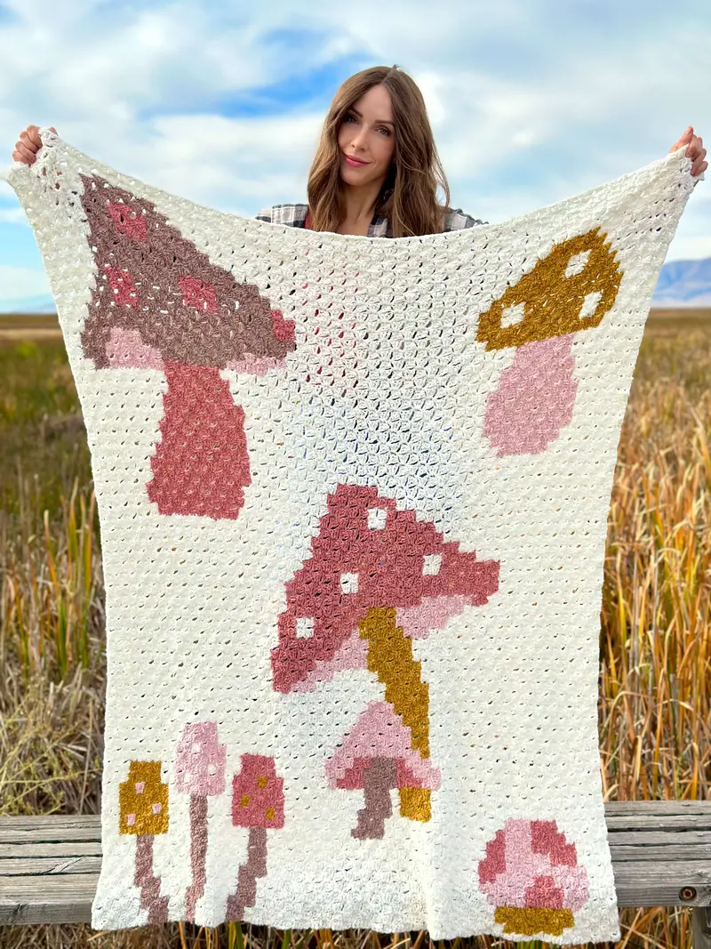 Crochet Kit - Mushroom Medley Throw 1