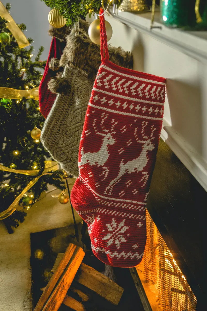 Crochet Kit - On Prancer Christmas Stocking 1