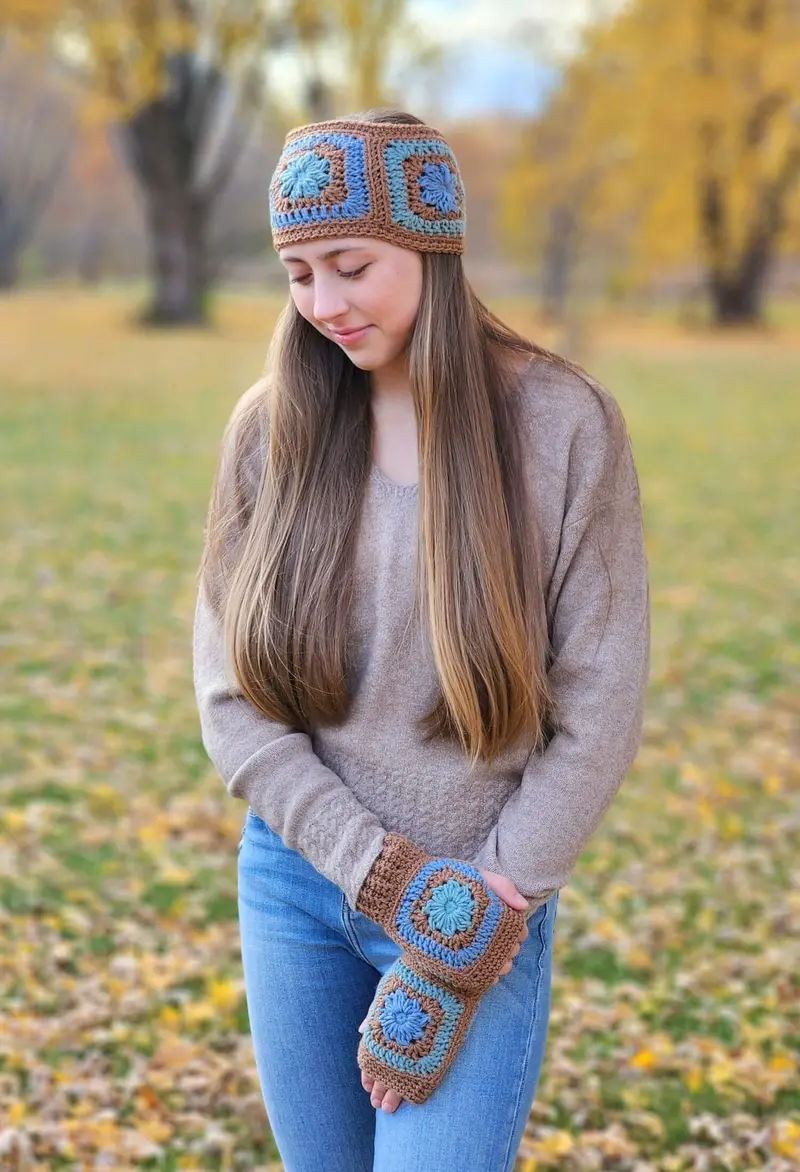 Crochet Kit - Petals Headband And Mitts 2